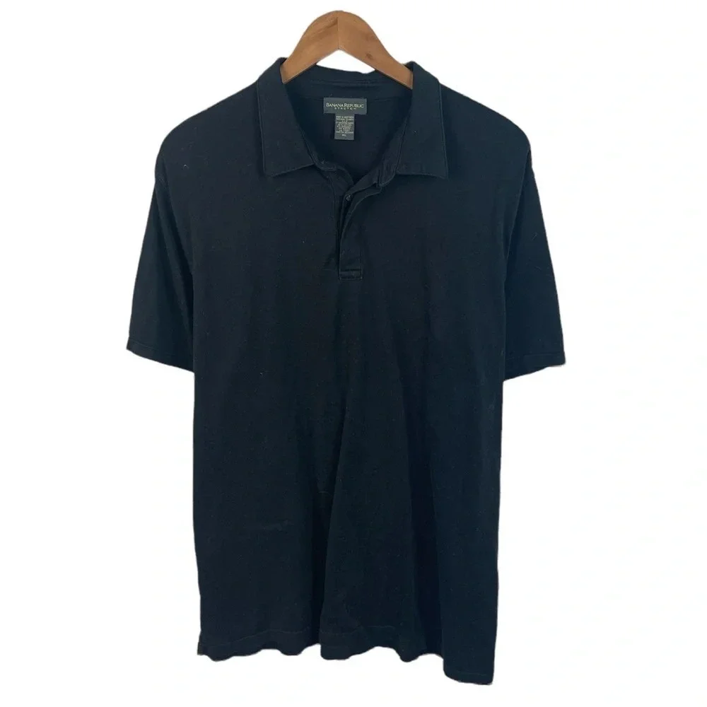 PO451 Mens Banana Republic Designer Stretch Modern Black Polo Shirt XL